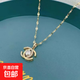 2025新款潮流爆款項鏈小香風(fēng)雙C鋯石吊墜小眾設計感輕奢鎖骨鏈飾 金色