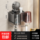 吸盤(pán)牙刷置物架衛生間壁掛式免打孔漱口杯牙刷杯電動(dòng)牙刷牙膏架子 雙人款槍灰（帶杯）【掉落包賠】