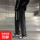 曼迪尚春秋季美式復(fù)古高街牛仔褲男寬松直筒闊腿百搭潮牌休閑運(yùn)動(dòng) 525-1灰色 L 【100-120斤】