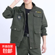 左斯客耐磨迷彩工作服單件上衣套裝男士褲子機工建筑工地汽修工裝 綠色581單上衣 2XL 180建議體重【140-155斤】