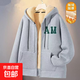 羊羔絨衛(wèi)衣女秋冬新款加絨加厚保暖開(kāi)衫連帽外套慵懶風(fēng)寬松 杰袖A18灰色 L
