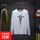 長(cháng)袖t恤女潮牌春秋季美式街頭嘻哈印花寬松打底衫男女同款 星期衫871白色 XL