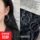 歐美氣質(zhì)爆款圈圈耳環(huán)女輕奢高級感素圈秋冬耳飾品夸張大耳圈耳釘 銀色直徑4CM【一對裝】