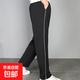 運動風(fēng)休閑褲女寬松直筒學(xué)生褲子男女同款百搭長褲子 淘集集 一杠褲子黑色 L