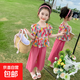 【女童夏季套裝】2025新款兒童衣服短袖褲子小女孩印花花夏裝兩件 圖片色 薄款 130 cm