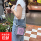 日系ins百搭刺繡束口小方包手機包女時(shí)尚尼龍包高級感單肩斜跨包 灰色腰果花斜挎包/ 均碼