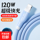 適用蘋果快充數(shù)據(jù)線液態(tài)硅膠iPhone6/7/8plusXS/XR11/12/13/14手機車載ipad通用閃充電線帶燈光 藍色【1條裝】 1.5米