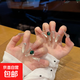 手工穿戴甲綠寶石法式貓眼冰透感甲片純欲風(fēng)爆閃綠鉆珍珠顯白美甲 綠寶石（長尖橢圓30mm左右） 1件 S(常規(guī)手/手不大不小/第一次試）