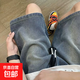 港風(fēng)休閑星空紋五分牛仔褲男士夏季薄美式潮牌寬松短褲休閑馬褲 藍色 D957港街 2XL