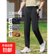 休閑褲男士夏季冰絲透氣速干三防直筒褲彈力修身長(cháng)褲男裝 黑色 直筒 M （建議95-110斤）
