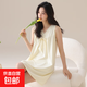 夏季莫代爾棉睡裙女士無(wú)袖V領(lǐng)蕾絲高級感家居服夏天女款中長(cháng)裙 22577#米黃 M