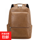 韓版男士PU大容量雙肩包休閑百搭高中大學(xué)生書(shū)包出差通勤電腦包新 卡其色 30*19*41