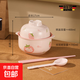 飯碗ins風(fēng)飯碗泡面碗湯碗飯碗盤(pán)碗碟熊貓碗螺螄粉雙耳陶瓷碗 草莓-雙耳蓋碗【筷子+勺子】
