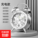 2025新款鬧鐘學(xué)生專用超大聲機(jī)械金屬打鈴上學(xué)起床神器初中生鐘表老式復(fù)古鬧鈴 冰晶白-夜光指針【充電款】 4英寸