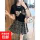 黑色碎花短裙女2025新款春季蛋糕裙小個(gè)子a字半身裙高腰顯瘦裙子 黑色 L 建議【111-125斤】