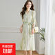 【100%桑蠶絲】2025夏季新款女裝中長(cháng)袖連衣裙氣質(zhì)高級感氣質(zhì)優(yōu)雅 淺綠色 L