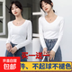 【兩件】純色簡約女長袖t恤春秋內(nèi)搭修身顯瘦百搭圓領(lǐng)V領(lǐng)打底衫 炫本色長T白色圓領(lǐng)+白色V領(lǐng) XL