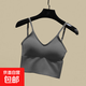 u型美背小吊帶網(wǎng)紅爆款收腹背心女夏內搭打底外穿帶胸墊內衣 深灰色 L 【適合100-130斤】