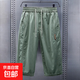 袋鼠夏季薄款七分休閑短褲男士潮流寬松直筒中褲百搭舒適7分褲子 軍綠 YM7601 XL 120至135斤