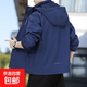 夾克男外套秋冬季裝衣服男士三合一沖鋒衣連帽寬松運動(dòng)工裝上衣男 沖鋒 藏青色 2XL