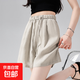 【品質(zhì)】亞麻老錢(qián)風(fēng)短褲休閑寬松顯瘦高腰女薄款松弛感百搭麻本 麻本色 M