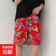 夏季東北大花布網(wǎng)紅短褲闊腿大褲衩沙灘短褲民族特色花褲衩 DK439紅色 3XL