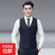 左斯客韓版外套西裝男馬甲男士馬夾修身帥氣商務(wù)休閑職業(yè)伴郎正裝 黑色 2XL 【130-145斤】
