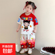哪吒衣服女童夏季套裝2025新款洋氣1-3兒童短袖小女孩兩件套3-6歲 紅色 薄款 120 cm