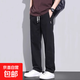 美式復(fù)古男士舒適褲休閑松緊腰寬松直筒工裝長(zhǎng)褲百搭工地干活褲 黑色 【潤(rùn)B81】 XL 【建議130-145斤】