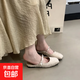 法式溫柔半拖鞋平底鞋女包頭一腳蹬軟底銀色瑪麗珍女鞋氣質(zhì)一字拖 布米 37