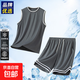 速干運動(dòng)套裝男夏季背心短褲男士健身房服跑步籃球衣一套 TZ5525 深灰 2XL （150-165斤）