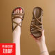 踩屎感涼鞋女款2025新款夏季外穿時(shí)尚厚底夏天配裙子高級(jí)羅馬涼拖 舒雅焯&206卡其色 37