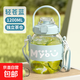 玻璃杯大容量大肚杯吸管茶隔耐高溫可愛(ài)高顏值水杯女生25新款便攜 輕蒼藍1200ML【茶倉/背帶/貼紙】