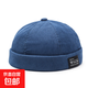 燈芯絨無(wú)檐瓜皮帽子男女街頭嘻哈雅痞地主帽春秋新款潮復古遮陽(yáng)帽 藍色 可調節