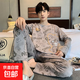 春秋季新款睡衣男士套頭長(cháng)袖寬松韓版休閑運動(dòng)可外穿家居服套裝 LXE766淺灰熊 XL碼/適合120-140斤
