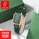 LUCKYFOX時(shí)尚方形手表女小表盤(pán)石英手表小方塊細表帶手表 L25-5 墨綠色