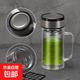 帶手柄雙層玻璃杯高硼硅玻璃水杯耐高溫隔熱防燙茶杯 黑環(huán)蓋一體燒厚底辦公杯 380ml 1只