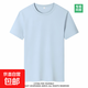 夏季純棉短袖男女同款寬松休閑短袖T恤情侶潮流百搭ins圓領(lǐng)半袖 淺藍色 XL 140-155斤