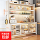 廚房多功能置物架落地多層餐邊儲物柜家用防塵碗柜微波爐收納櫥柜 素雪白（長(cháng)120）六層-特厚新款