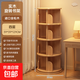 實(shí)木旋轉(zhuǎn)書架360度一體靠墻可移動(dòng)轉(zhuǎn)拐角書柜臥室床頭落地置物架 四層1.29m高_(dá)原木色_免漆松木