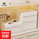 桌面收納盒抽屜式桌上置物架子宿舍書(shū)桌文具整理雜物儲物盒 純白 中號-雙格（外尺寸：26*37*12cm）