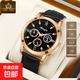 商務(wù)休閑男士手表石英簡(jiǎn)約氣質(zhì)皮帶高檔次腕表 合金黑色（升級版機芯）