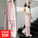 女童工裝褲夏季2025新款兒童潮酷夏裝褲子大童女孩寬松闊腿褲春秋 粉色 150