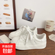 潮學(xué)生休閑板鞋2025秋季新款輕便百搭厚底小白鞋 米白色 37