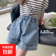 女童牛仔短褲2025夏季新款外穿褲子兒童夏裝休閑洋氣薄款 藍色 140 【推薦身高130-140厘米左右】