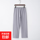 左斯客復古亞棉麻褲子男款夏天輕薄透氣寬松直筒垂感棉麻休閑大碼 灰色 C2 2XL 【建議125-135斤】