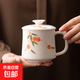 手繪柿柿如意釉下彩泡茶杯茶水分離陶瓷水杯辦公室高顏值咖啡杯子 純手繪柿柿如意 言宋水杯370ml