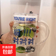 【京東物流】加薪水杯透明大容量刻度玻璃帶蓋吸管杯1000ML耐高溫 啊對對對 1000ml 1只 1只