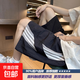 美式條紋速干短褲男女夏季薄款潮牌五分沙灘褲子運動(dòng)休閑寬松中褲 【重磅高質(zhì)量清倉】潤A78黑色 XL 建議體重120-130斤