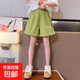 女童短褲外穿夏季2025新款兒童洋氣純色休閑褲中大童薄款翻邊褲子 DD-DR20【綠色】高品質(zhì) 170cm